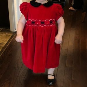 Red velvet dress and bloomers 12 mo